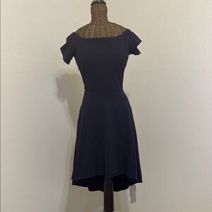 NWT Sarin Mathews Navy Classic Off-Shoulder Fit & Flare Dress XS